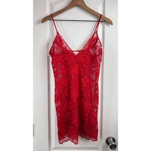 Victoria's Secret Women's Red Lace Slip Dress Nightgown Lingerie Size L Large